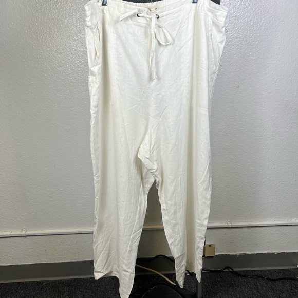 Cynthia Rowley White Linen Blend Relaxed Pants - Picture 1 of 8